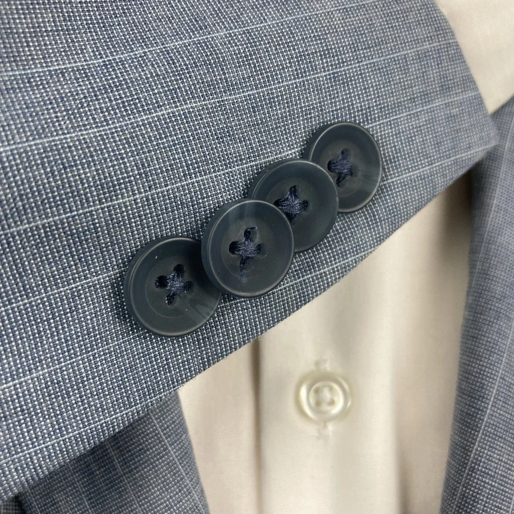 Kenneth Cole Reaction Men's Pinstripe Slim-Fit Techni-Cole Suit Blue 38S 30W 30L